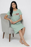 Zivame Farm Lore Knit Cotton Knee Length Nightdress - Cameo Green — thumbnail 5